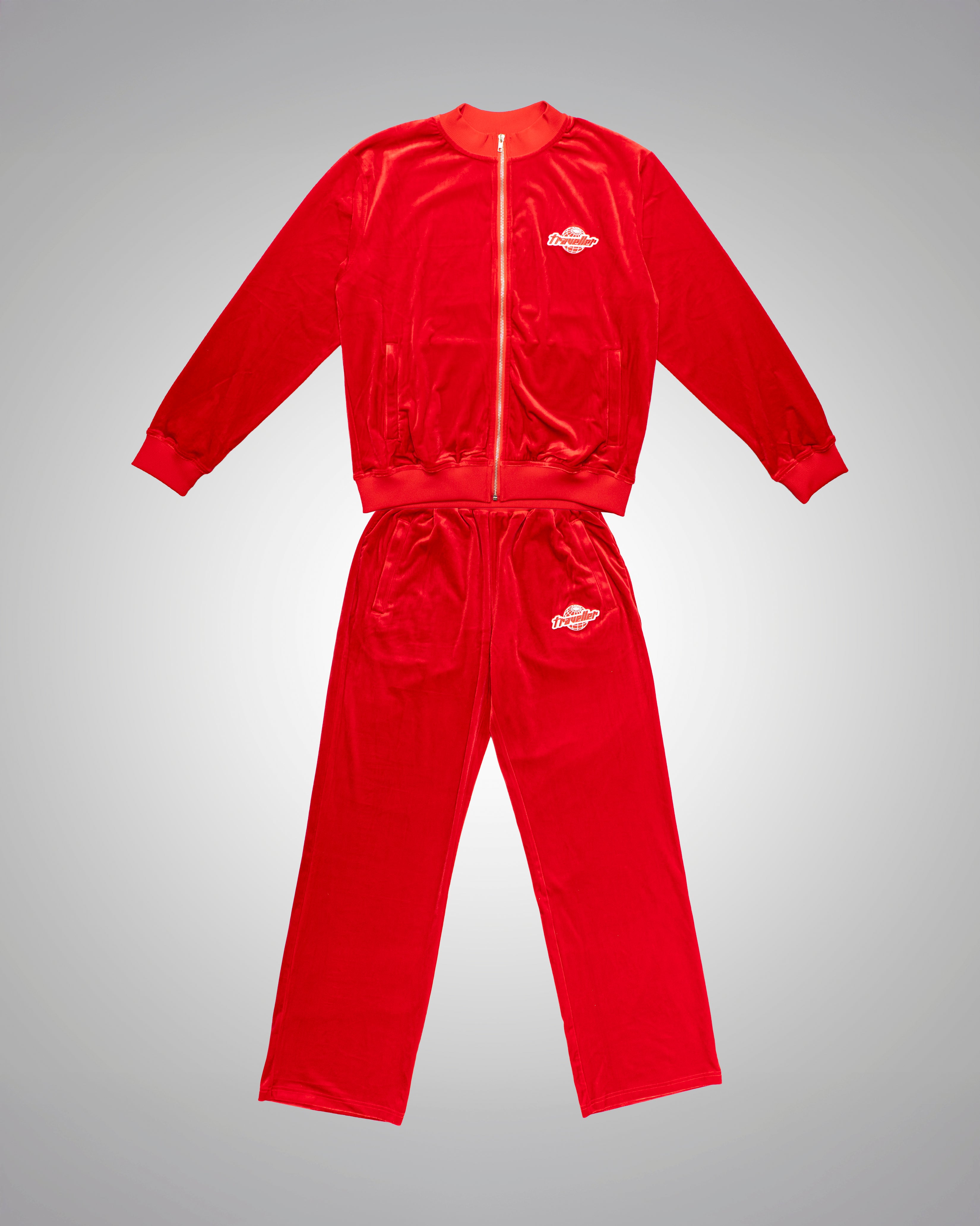 Traveller Velour Tracksuit Bundle Red