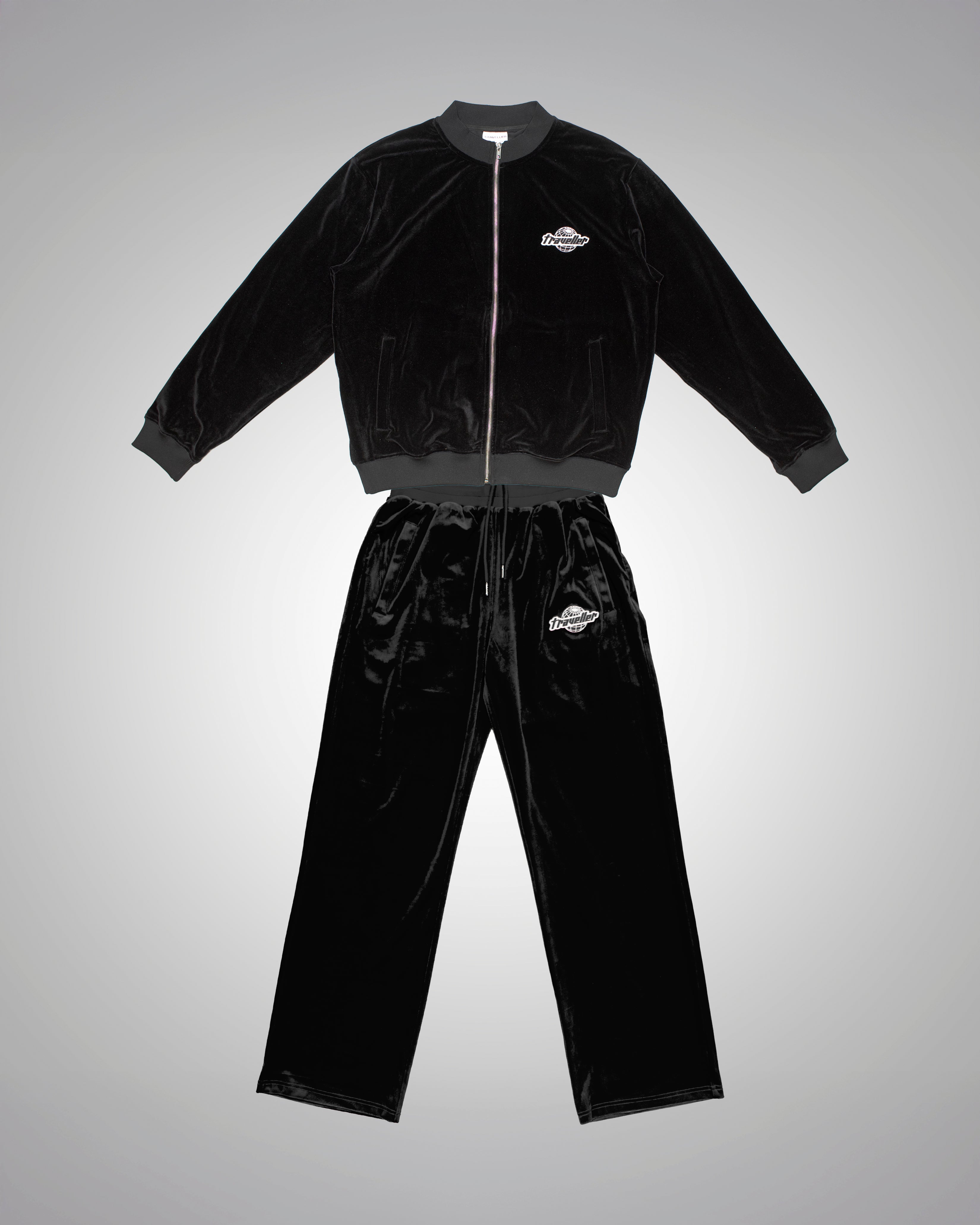 Traveller Velour Tracksuit Bundle Black