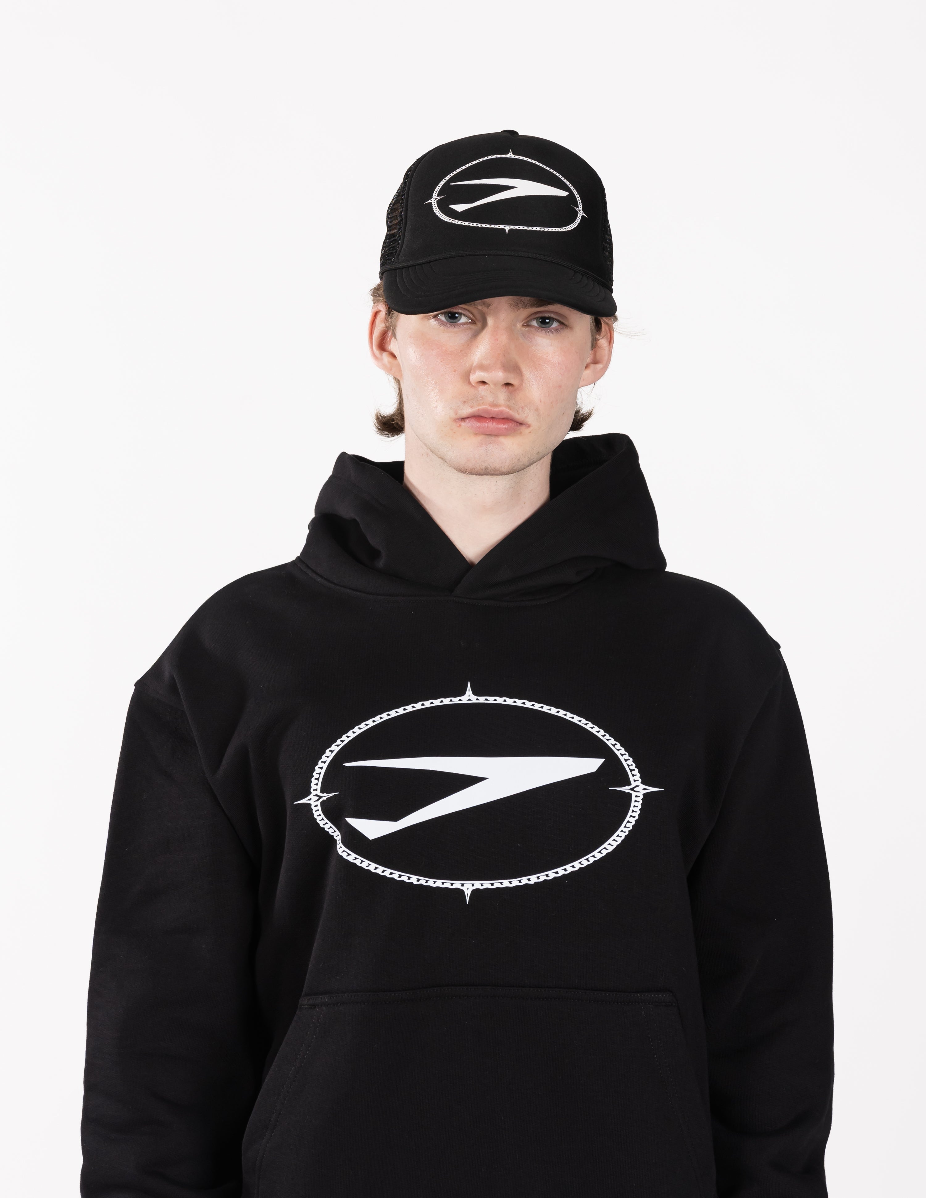 Traveller First Class Trucker hat Black box logo
