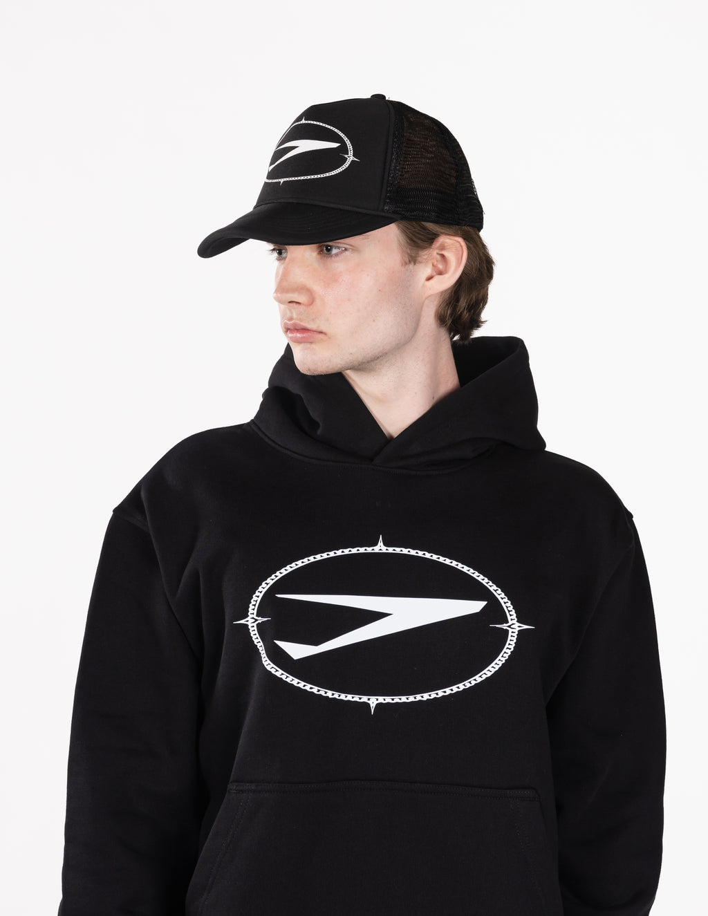 Traveller First Class Trucker hat Black box logo