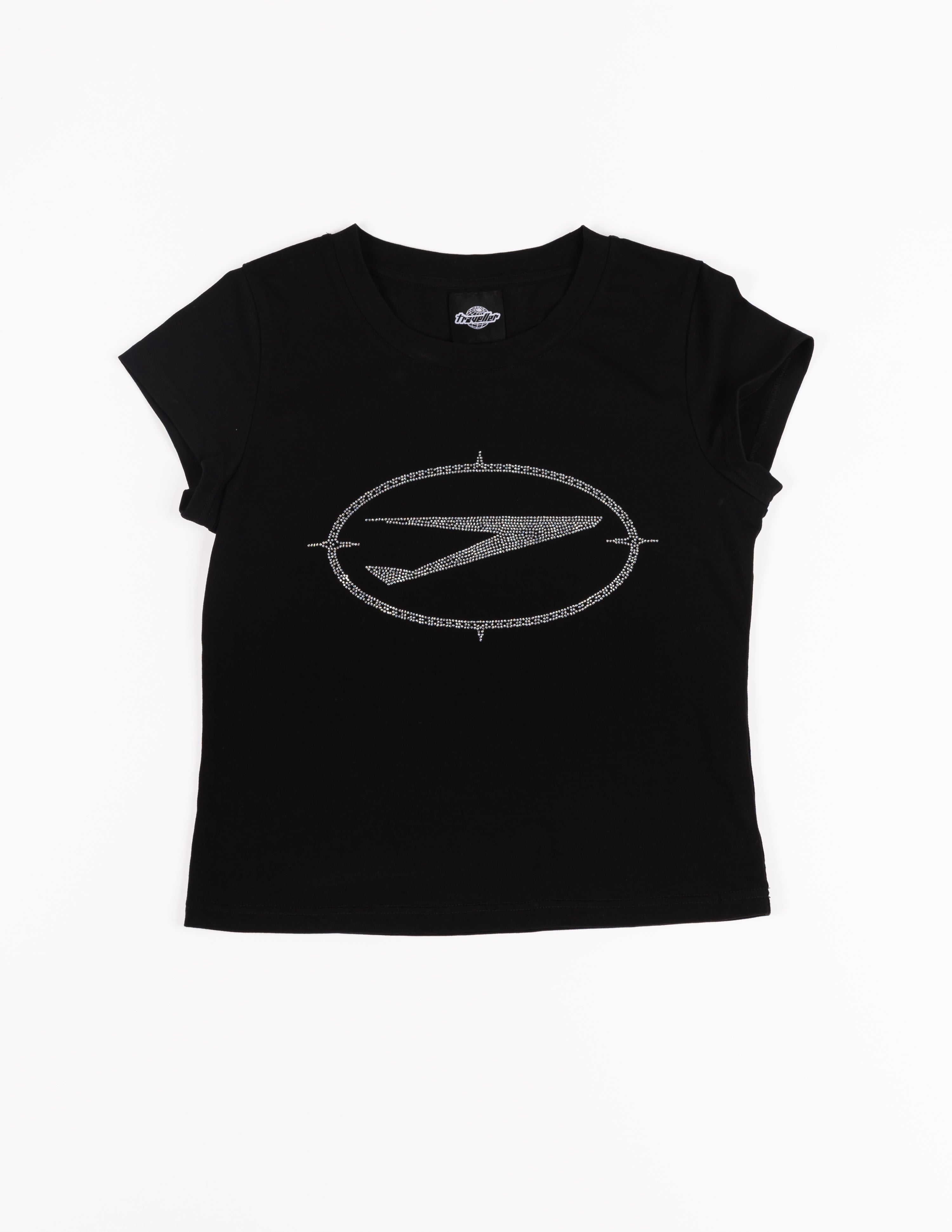 Traveller First Class Baby tee Black/White Rhinestone