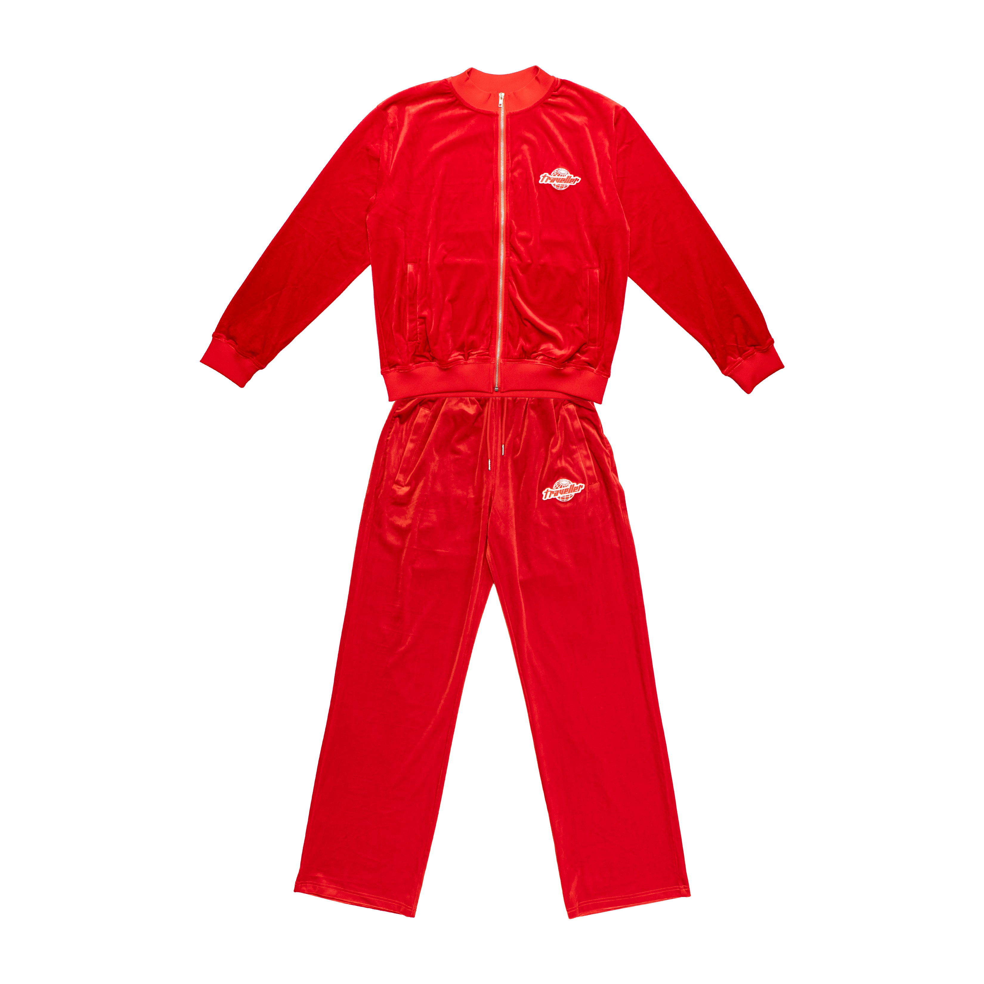 Traveller Velour Tracksuit Bundle Red